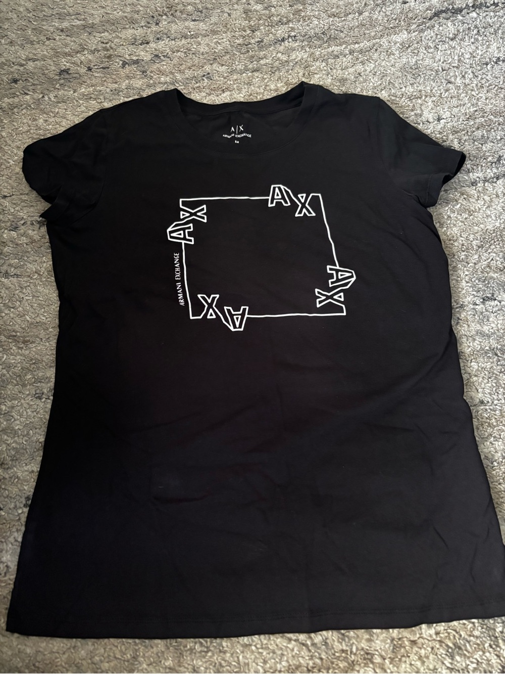 Armani Exchange Black Tee with White AX Box Logo